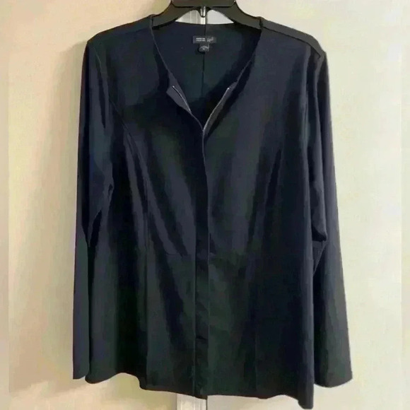 J Jill wearever collection black blazer‎ zip up stretchy Medium - Picture 1 of 6
